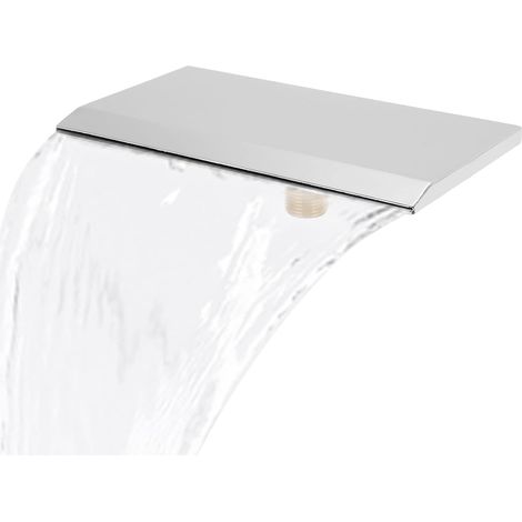 Cascade Déversoir Lame G1/2 Filetage Externe Bassin Cascade Cascade 19cm Fontaine de Piscine en Acier Inoxydable pour Piscine de Jardin Extérieur Caractéristiques de l'eau