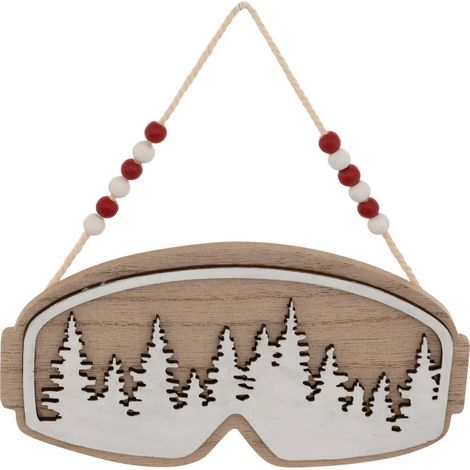 Soggetto maschera da sci abete riflessioni legno l.16cm marrone - Feeric lights & christmas