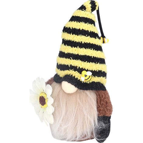 Gestrickter Plüschzwerg für Bienenparty-Dekoration, niedliche gesichtslose Sonnenblumenpuppe, männliche Dekoration (1/5)