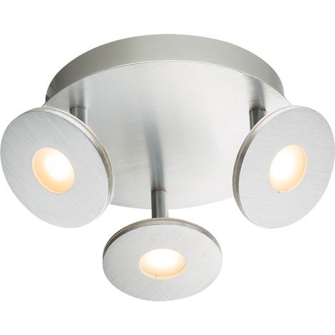 LED Deckenstrahler Deckenlampe runde Spots Opal Aluminium 25 cm Wohnzimmer Schlafzimmer