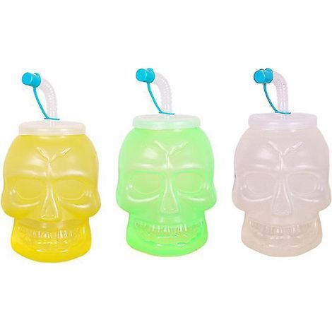 Lot de 3 bouteilles en forme de crâne pour décorations d'Halloween (1/3)