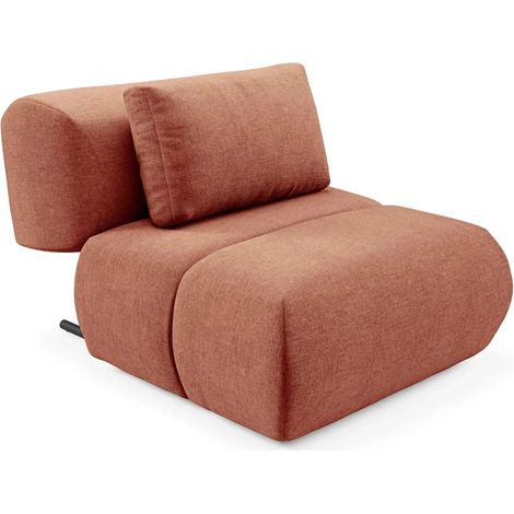 TINA - Fauteuil en tissu chiné - Terracotta (1/5)