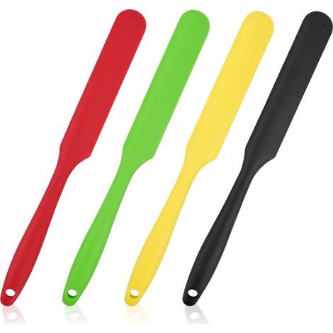 Lntyq 4Pcs Spatule Silicone Grattoir Spatule en Caoutchouc Résistant à la Chaleur de Anti-Adhé Grattoir à Crème Spatule de Cuisine Sans Couture Applicateur de Cire pour Salon à Domicile Pâtisserie (1/5)