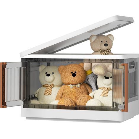 Boite rangement plastique, 32L boite de rangement Pliable caisse rangement, avec couvercle et 4 roulettes Empilable, aux Vetements Jouets Livres, Rangement Cuisine Chambre à Coucher (lot de 1) (1/5)