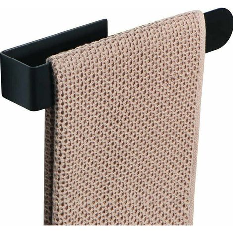 - Porte-serviettes noir, porte-serviettes de salle de bain adhésif en acier inoxydable sans perçage porte-serviettes pour salle de bain cuisine (37cm) (1/5)