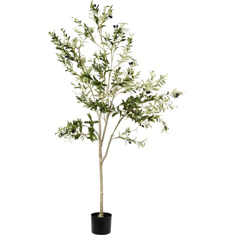 Planta artificial en maceta para interior decoración olivo de plástico 178 cm con maceta negra Olive Tree
