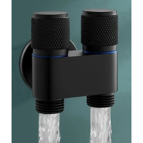 Valve de chasse d'eau, vanne d'angle à une entrée et deux sorties, robinet à double ouverture, volant antidérapant, accessoires de toilette