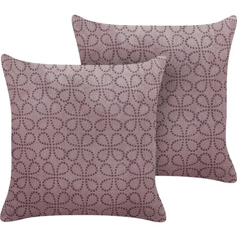 Dekokissen 2er Set LARKSPUR Samtstoff 45 x 45 cm Rosa Geometrisches Muster