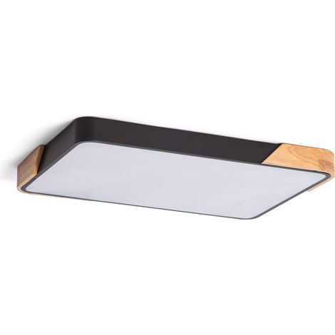LED-Deckenleuchte 30W Rechteckig Holz und Metall 625x425 mm CCT Wählbar Semi-Dari Schwarz