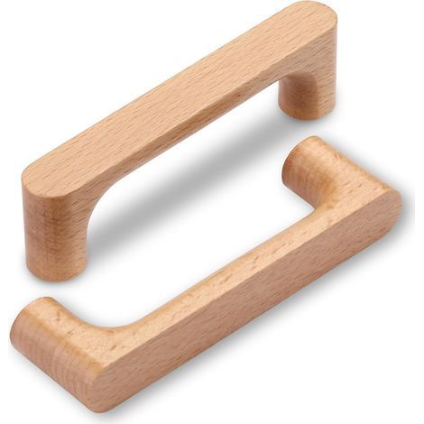 6 tiradores de madera para muebles de 96 mm, tiradores de madera para cajones de oficina, cajones, armarios y alacenas. (1/5)