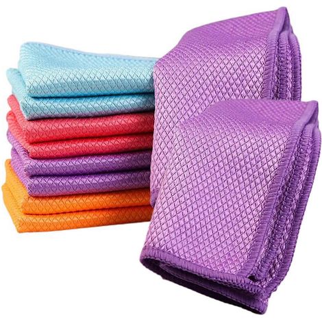Chiffons de nettoyage multi-usages pour écailles de poisson, serviettes de nettoyage en microfibre métallique pour polir le verre et sécher (1/5)
