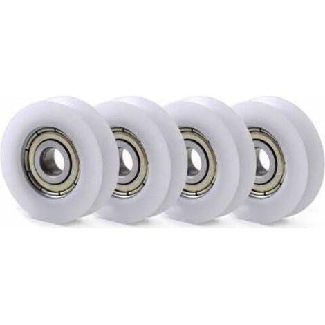 Lot de 10 poulies de guidage en U en nylon plastique avec roulements à billes intégrés 608, galet de guidage 6 x 30 x 10 mm pour portes coulissantes et systèmes de guidage (1/4)