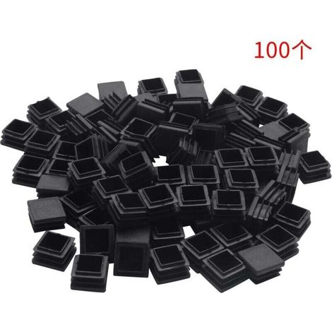 100Pcs Embouts De Tube Carrés En Plastique, Bouchons 20 Mm X Mm, Noir