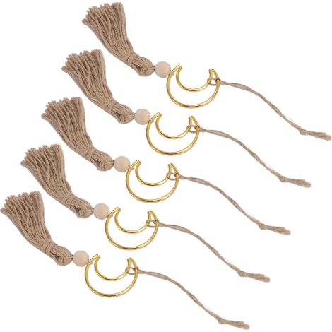 5-teiliges Set handgefertigter Mond-Hängeornamente, Quasten-Dekoration für Zuhause, Auto-Rückspiegel-Zubehör (1/5)