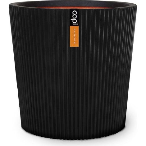 Vase conique - CAPI EUROPE - Groove NL - 36 x 34 - Noir