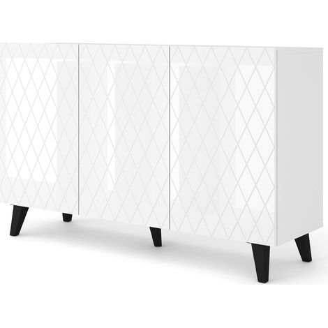 Commode DIUNA 145 cm 3D sur pieds blanc brillant (1/5)