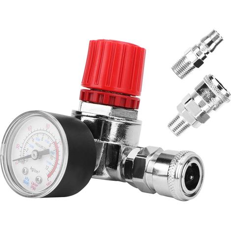 1 Vanne De Régulation De Pression, Alliage De Zinc, 0,8 Mpa, Manomètre Inclus, Pour Compresseur D'air (1/5)