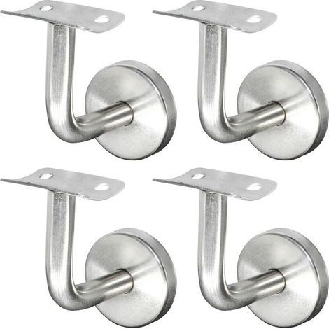Support Main Courante Inox 304 pour Rampe Escalier Support Mural Rampe Bois Argent (4 Pièces) NPTERBL (1/4)