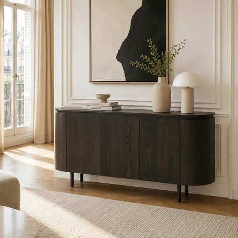 Buffet design en chêne brun 3 portes LOREN (1/5)
