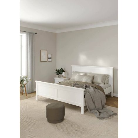 Dmora - Cama plaza y media Inaya, Sommier para dormitorio, Estructura de cama por habitación, Estructura del sostenedor del colchón, 211x179 h110 cm, Blanco (1/5)