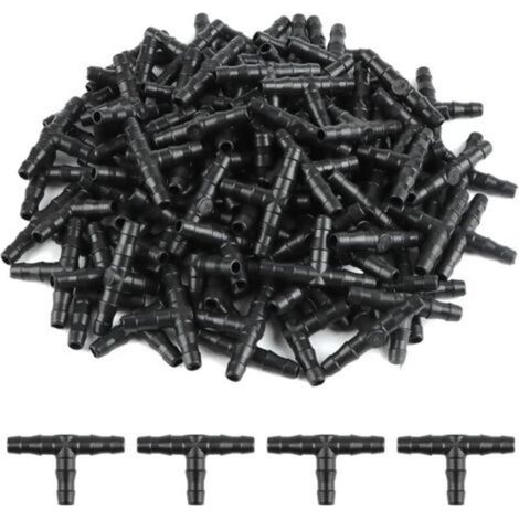 100 Pcs Tee Raccord de Tuyau 4/7mm- T Raccord Connecteur PVC d'arrosage Buse d'atomisation Goutte à Goutte Micro Spray Irrigation Joint pour Tuyau Systèmes Automatique Outil (1/5)