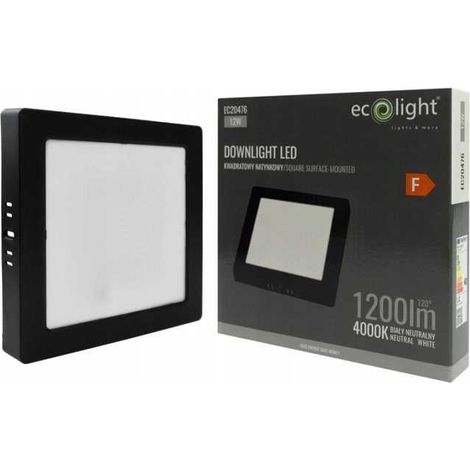 Downlight LED cuadrado N/T de 12 W, 4000 K, negro DL-1 (1/5)