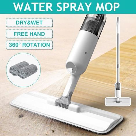 BARVOTW Balai Lave-Sol avec Vaporisateur Serpillère+2 Housse Microfibre 360 ° rotative