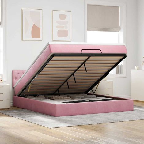 Ottoman-Bett mit Matratze Rosa 180x200 cm Samt (1/5)