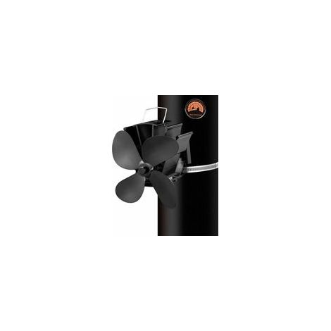 4 lames Tuyau de fumée Ventilateur de poêle Appareil de chauffage alimenté fixe sur le tuyau de cheminée en bois/poêle à bois/cheminée noir (1/5)