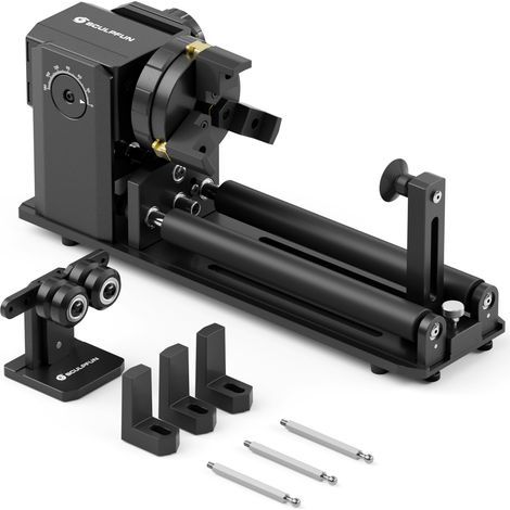 Rullo rotante laser, mandrino rotante asse Y per la maggior parte delle macchine per incisione laser, kit rotante professionale con ganascia e modulo 4 in 1 adatto per l'incisione di oggetti cilindric (1/5)