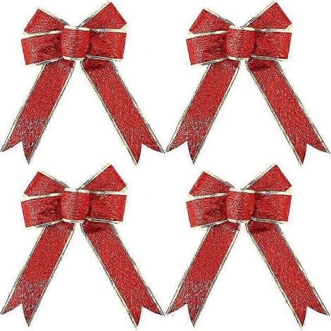 4 rubans de Noël brillants avec nœud papillon (rouge) (1/5)