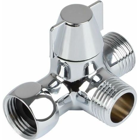 Inverseur à 3 voies - Commutateur de vanne pour douche - Laiton massif - Filetage 12.7 mm - Chrome poli (PV8) (1/5)