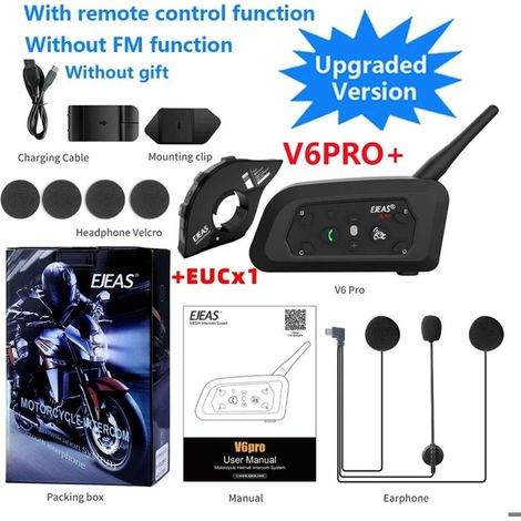 1 pièce interphone moto Bluetooth 5,1, communication 800 m, étanche IP67 pour 6 motocyclistes, casque compatible tous modèles