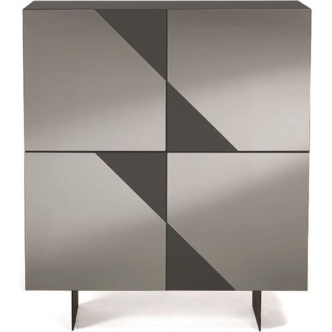 Madia credenza 4 ante in vetro specchio Fum cassa Antracite ARTE 120 con 2 piedini (1/2)