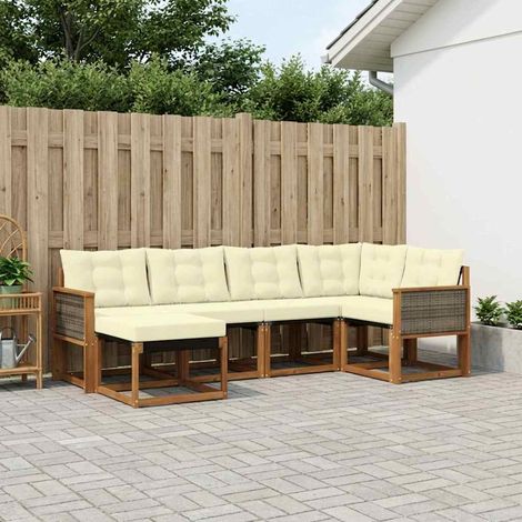 vidaXL Outdoor-Sofagarnitur mit Kissen 6 pcs Natur und Creme (1/5)