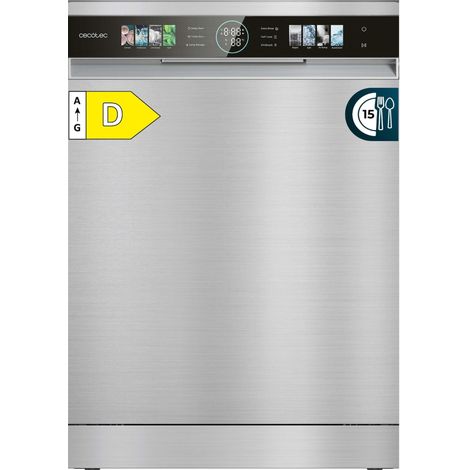 Cecotec Lavavajillas Compacto de 60 cm Bolero Aguazero 6320 Inox D, 1900W, 15 Cubiertos, 8 Programas, Pantalla FullColor XXL