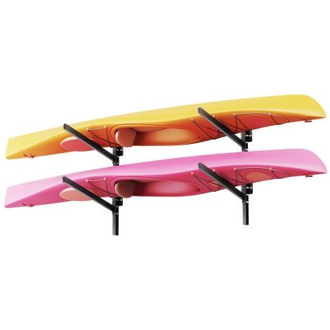 Support Mural pour 2 Kayaks,Porte Kayak de Rangement Réglable sur Montants,Utilisation en Garage Quai Intérieur Extérieur,Stockage pour Canoë,Bateau,SUP,Planche de Surf,Capacité 90,7 kg (1/3)