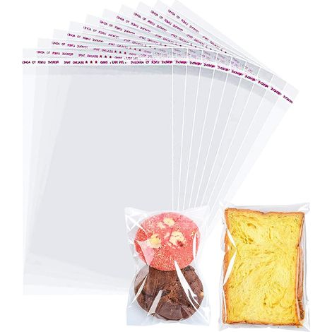 Pack of 100 resealable cellophane bags - 14 x 24 cm - Small packaging bags for sweets, small cellophane bags - With closure for cookies and gifts (1/5)