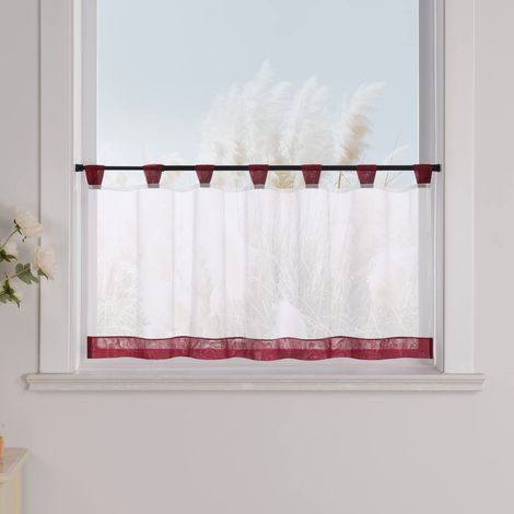 Rideau Cuisine, Rideau Court Bordeaux, L 90 x H 30 cm, 1 Panneau (1/5)