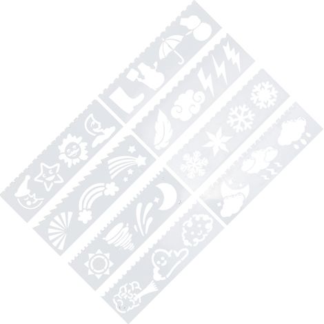 8 Gabarits de Peinture en Plastique Creux, Motifs Météo Ludiques pour Bricolage - Moules Réutilisables pour Décorations et Projets Créatifs (1/5)