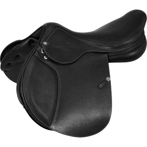Sella salto Acavallo Roma in cuoio martellato con arcione legno: 17", Marrone