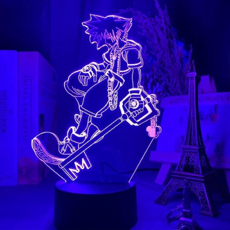 Lampe de chevet enfant Kingdom Hearts Sora Keyblade 3D illusion anime LED à couleurs changeantes, décoration chambre enfant Sora USB-16 C