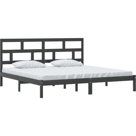 vidaXL Cadre de lit sans matelas Noir Bois de pin massif 200x200 cm (1/5)