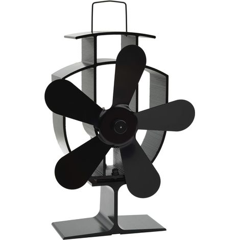 vidaXL Heat Powered Stove Fan 5 Blades Black