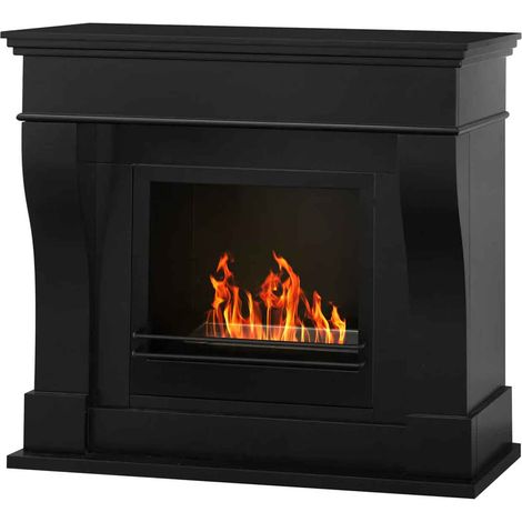 Washington - Bioethanol-Holzboden-Kamin 111x43xH99 cm, Schwarz