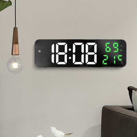 Grande horloge LED numérique Miroir grand horloge LED numérique, réveil électronique pour la maison, grand et vert (1/5)