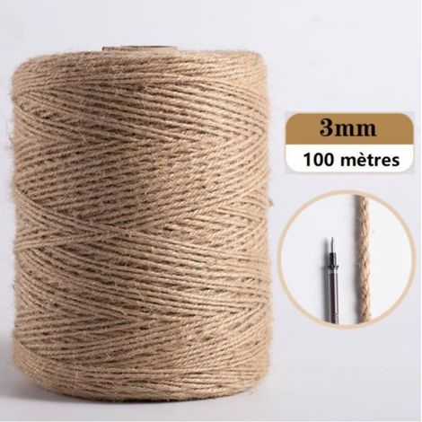 100m Corde en jute,3mm,naturelle,bricolage,couture,décoration (1/4)