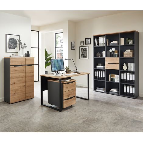 Büromöbel Set 6-teilig MANRESA-36 mit 120cm Schreibtisch in graphit und Eiche (1/5)