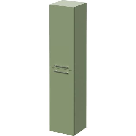 Napoli Olive Green 350mm x 1600mm Wall Mounted 2 Door Storage Unit - 350mm - Chrome 160mm Handle