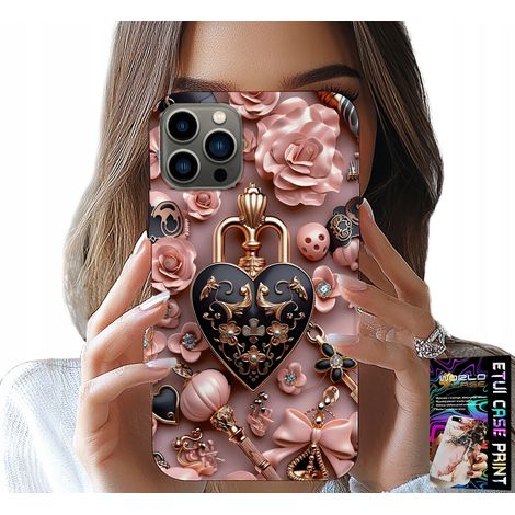 Hülle für iPhone 11 PRO – feminine Muster, Vorhängeschloss-Herz-Hülle + Glas (1/5)